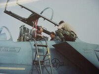 Strapping in F-15E, 1992.JPG