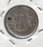 1812 Spanish (mexican mint) One Reale reverse - holed.jpg