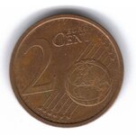 Euro 2 cent coin found in penny roll Jan 2007.jpg