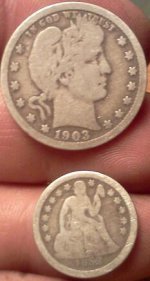 1903 silver quarter & an 1852 seated dime front.jpg