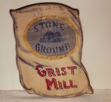 vintage antique stone ground grist mill flour bag wood wall decor.jpg