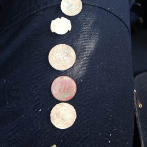 From top to bottom:

Cristian pendant
Old bag seal
50 pfennig
10 pfennig
10 pfennig
Half tom back button
