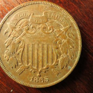 1865 2 Cent Piece (Front)