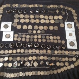 2014 Sterling/.925 & Silver coins dug, 221 silver coins