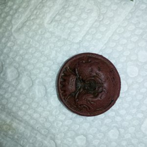 20150713 1970s era blazer button found on private property in Vaughan with F2.