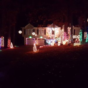 Christmas 2016 - 10,000 lights.
7 Blisslights laser lights (they get a little lost with all of the lights)