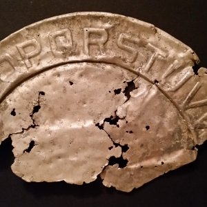 Creek find. I'm guessing it is a child's plate but not certain. Estimate about 7" diameter, very thin, no clue of age.