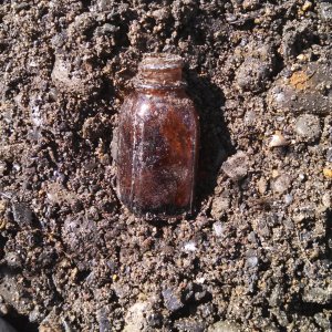 Crookes Barnes 1920's medicine bottle. Accidentally found while digging a target, which turned out to be junk.