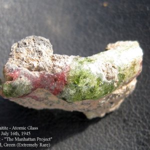 1945 Trinitite - Very rare Red w Green.
Red contains Copper (actua part off device/structure)