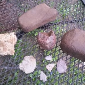 Grindstone, hammerstone, and points