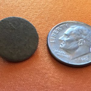 Button #2. Small. Smooth side. Found with the XP DEUS on the other side of the James River. Could be colonial. Will post in forums for for ID. Smooth 