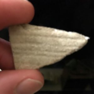 Pottery shard found on the Chagrin river in northeast Ohio.