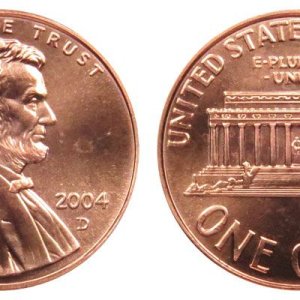 2004 Closed AM Penny (FG is spaced from edge), comes with Mint Label D