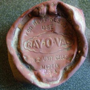 Ray O Vac - I thought this was cool looking. It's the bottom of a old flashlight.