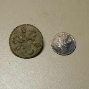 Flower Button and Mercury Dime - 1920 dime and 1790-1820? button. Extra Rich Superfine
