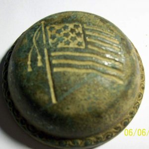 Early 1900,s bicycle bell solid copper with 13 star flag  - bicycle bell how cool !!