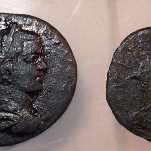 Obverse of 2 Roman coins