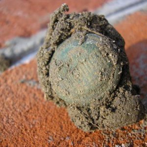 VERY RARE Confederate (N.M.A.) Norfolk Military Academy Button - Fall 2010--Pics of it fresh from the ground, still wrapped up in the dirt that it was