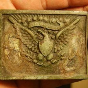 Union Eagle Plate Buckle - I dug this buckle in a cornfield here in Illinois fall of 2010,site was a former homestead,I plan to research the possible 