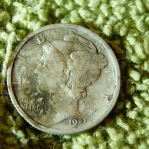 1921 Merc Key Date Coin - This is a 1921 Semi-Key Date merc found in a farmfield 3-17-2011