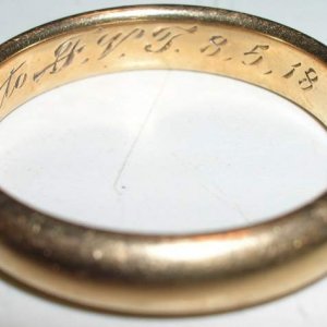 1918 Wedding Ring - This is a 18k wedding band dated 8/5/18.
