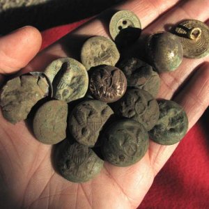 Several birds in the hand...."EAGLES" - I dug these buttons on April 13, 2011 off a section of property at a new site I acquired.