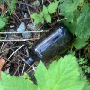 Metal Detecting some old mining areas, and literally kicked this old beer bottle with my boot as I was traversing thru the brush.