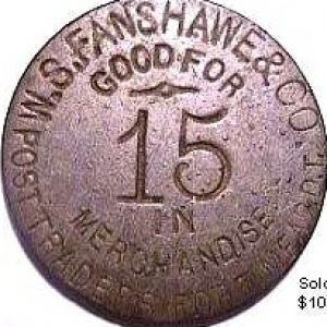Very rare post traders token from Ft Meade, Dakota Territory.