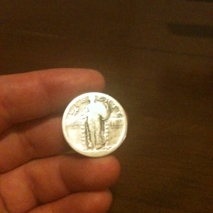 Standing Liberty quarter (front)