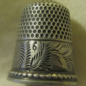 My first ever silver thimble, size 6. 
10/2012