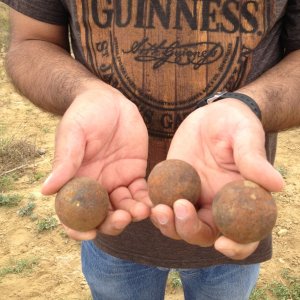 February 3, 2013 Cannon balls that I found buried in the ground.
