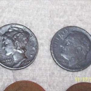 My two Mercury Dimes front pics