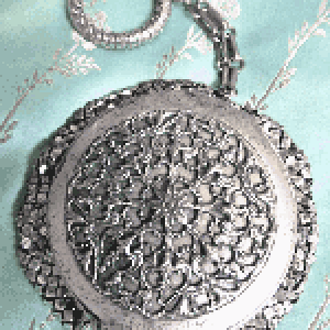 Finger Ring Filigree Compact, dance purse. 1920s.
This one has mirror and powder in the lid. Rare, as all these are...
*Est. value - $220