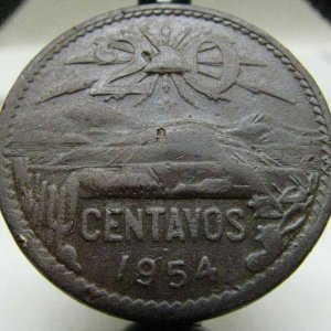 1954 20 centavos coin