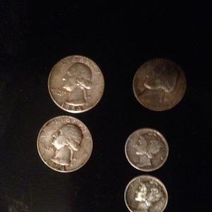 5 silvers in 1 day
1941 & 1943 merc
2 1954 quarters
1 1965 nickel