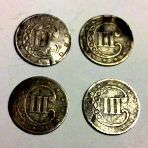 4 three cent pieces found in one field