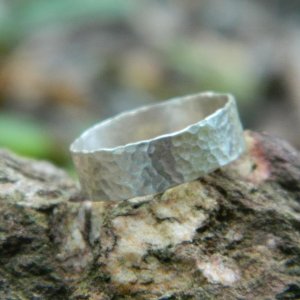 Textured sterling silver band ring