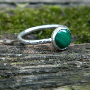 Sterling silver and malachite ring