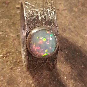 Another shot of reticulated sterling silver with bezel set opal triplet