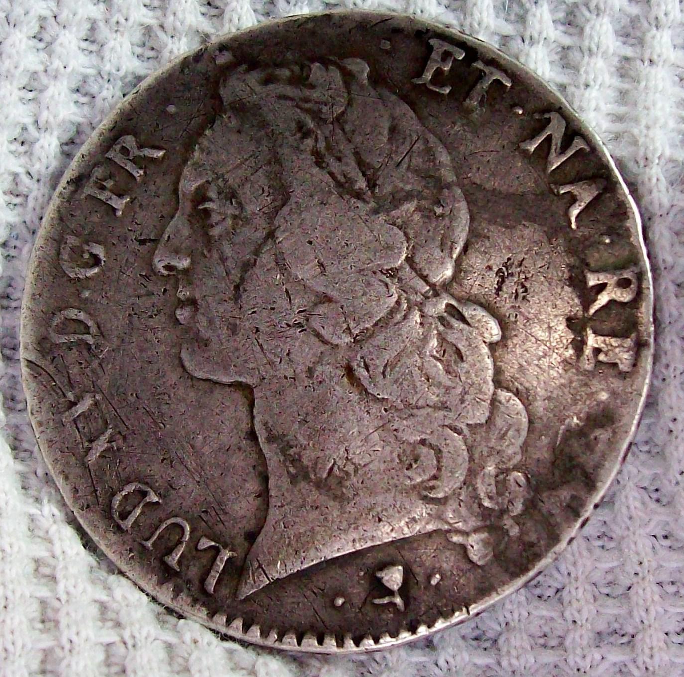 1760 very old coin - I found this old coin while searching in a potato field about 8 inches deep with my new butterfly coil