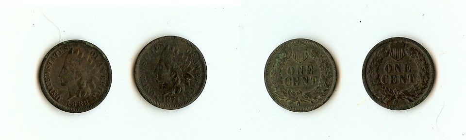 1888 & 1874 Indian Head Cents