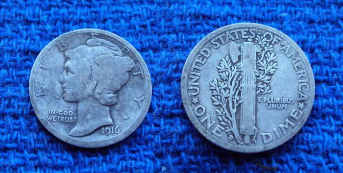 1916-D Mercury Dime - My absolute BEST find ever! Dug on saturday august 27th, 2011 along an old sidewalk in town.