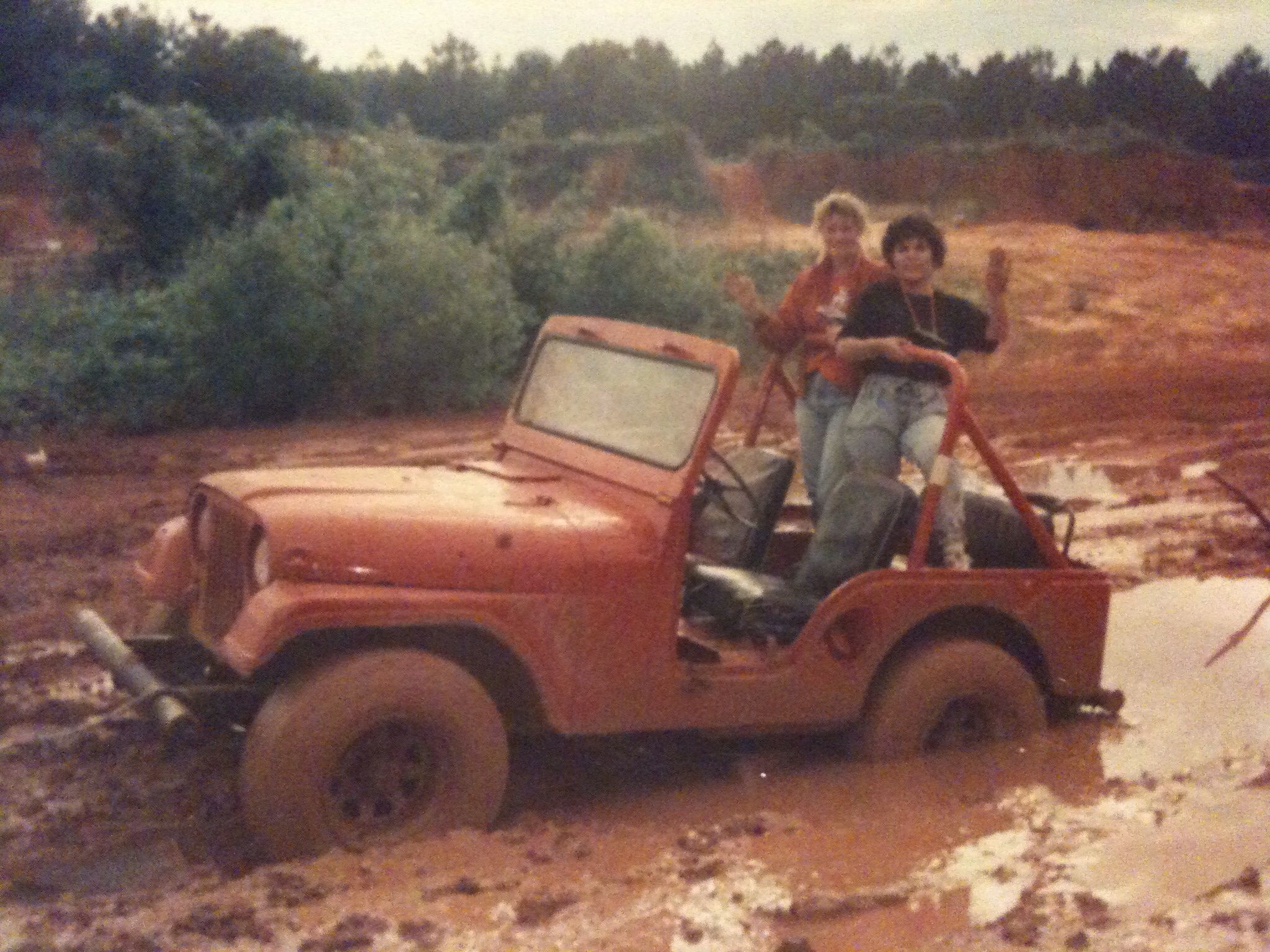 1990 - Troy, AL (Home) - Just bought my 1955 Willys Jeep, stuck in the mud pit. (I'm in the red shirt)