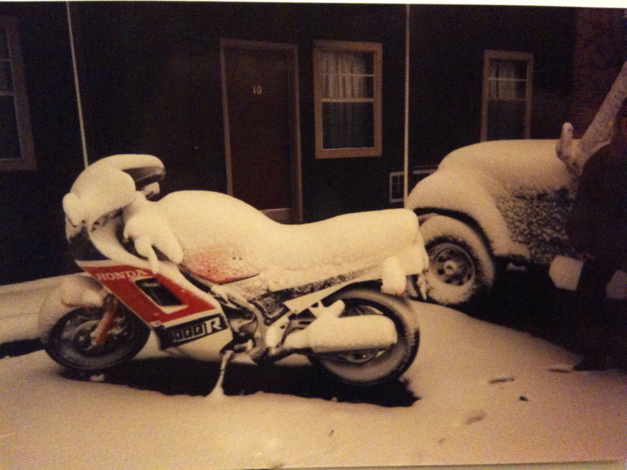 1993 - Troy, AL (Home) - My '84 Honda Interceptor VF1000R and my Jeep in the background during the (although small) biggest snow storm of my young lif