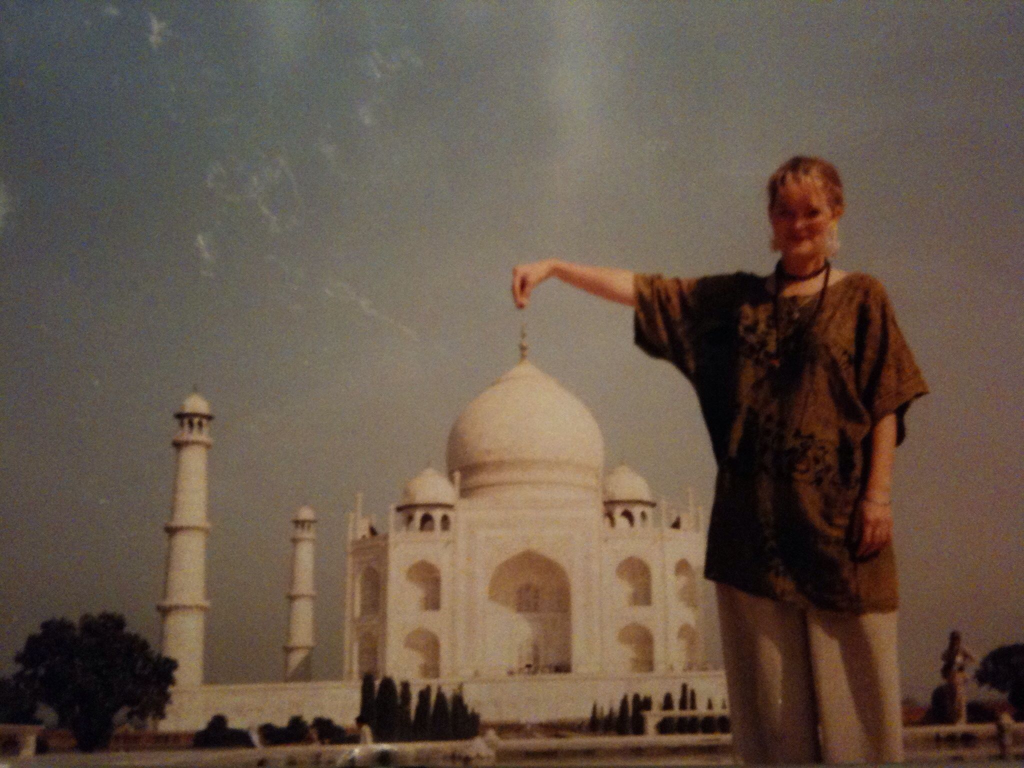 1994 - Taj Mahal, India - Traveling around India, here I'm doing the famous optical illusion, of grabbing the point.