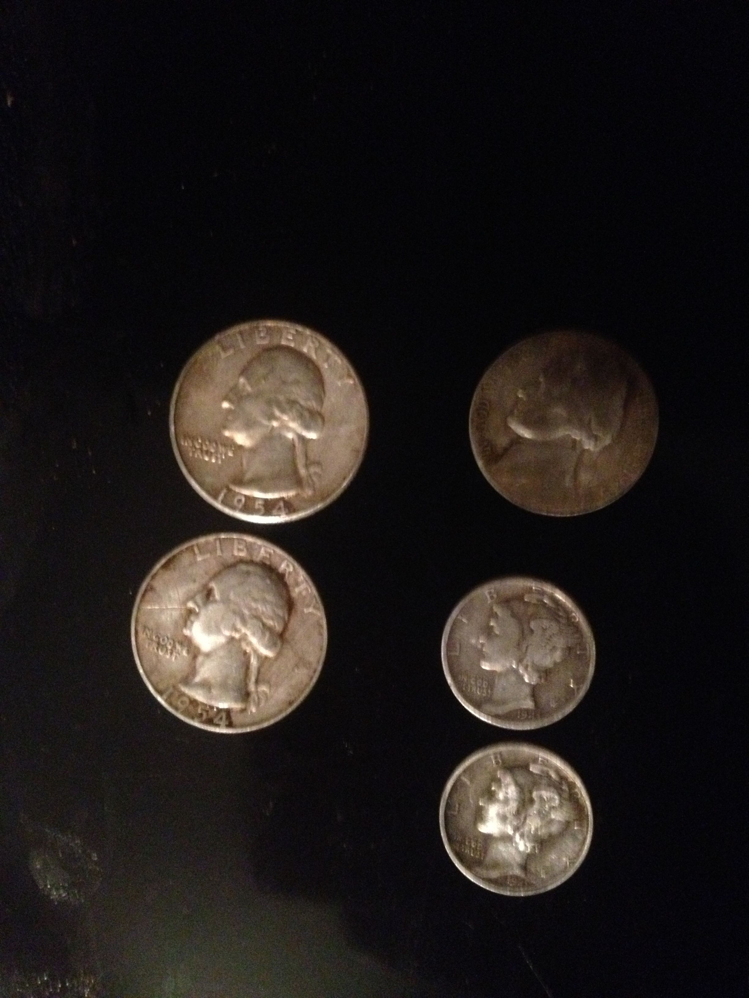 5 silvers in 1 day
1941 & 1943 merc
2 1954 quarters
1 1965 nickel