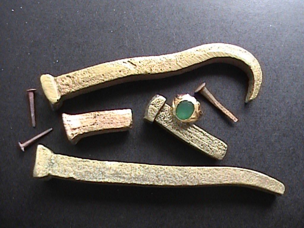 Emerald ring, ship spikes and nails