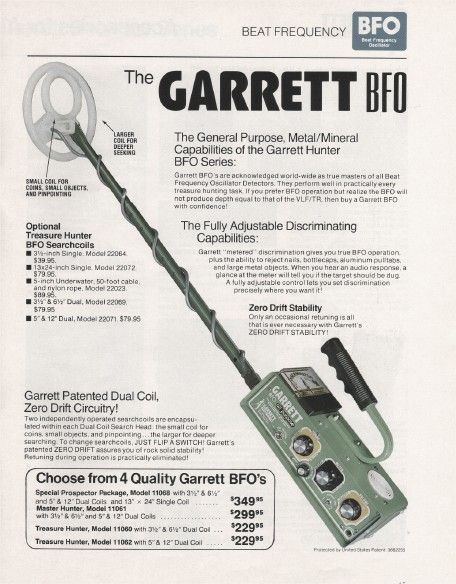 Garrett BFO metal detector manual