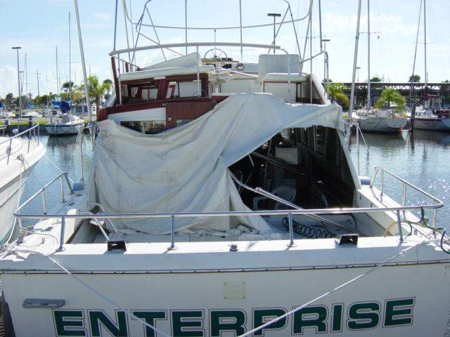 Hurricane Damage - Enterprise at the Manatee Cove Marina on the Banana River - severely damaged during back to back hurricanes Fran and Jean, but stil