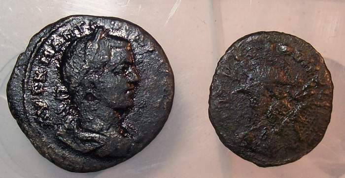 Obverse of 2 Roman coins